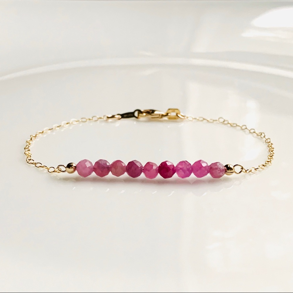 Natural Ruby Gemstone Bracelet Gold Filled - image 2